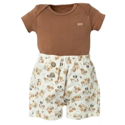 Conjunto de Body Meia Manga com Short - Coleção Doguinhos