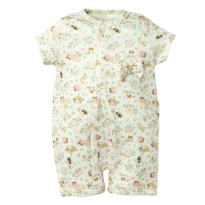 Macacão Meia Manga com Zíper - Coleção Gatinhos