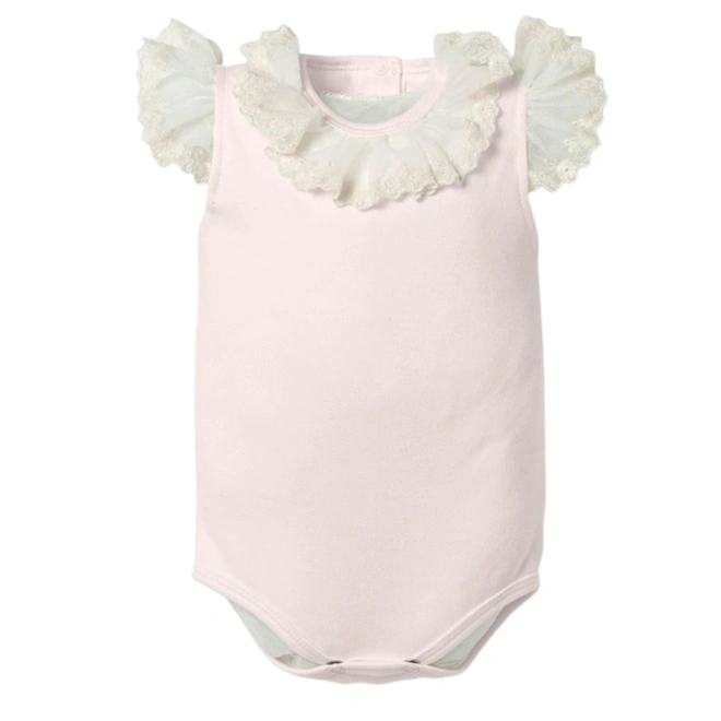 Body Regata com Detalhe em Tule - Rosa