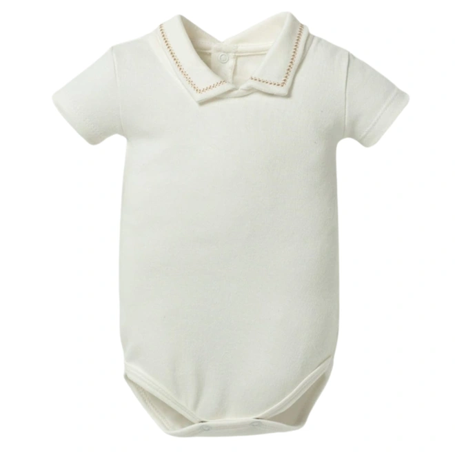 Body Meia Manga com Gola Bordada