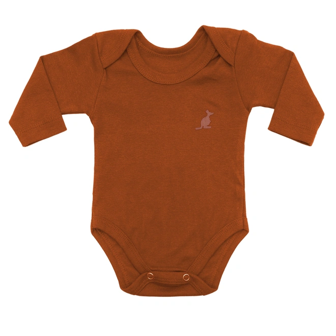 Body Liso de Manga Longa - 100% Algodão - Terracota