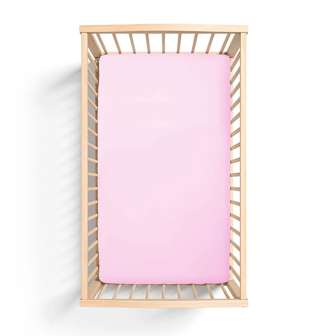Lençol de Elástico Liso - 100% Algodão - Rosa Bebê