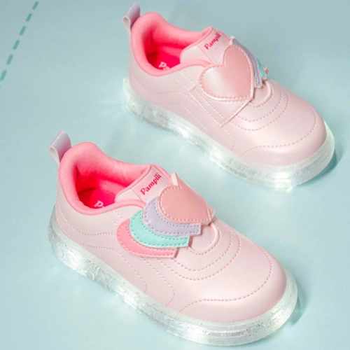 Tênis de LED Sneaker Corações Sobrepostos - Rosa