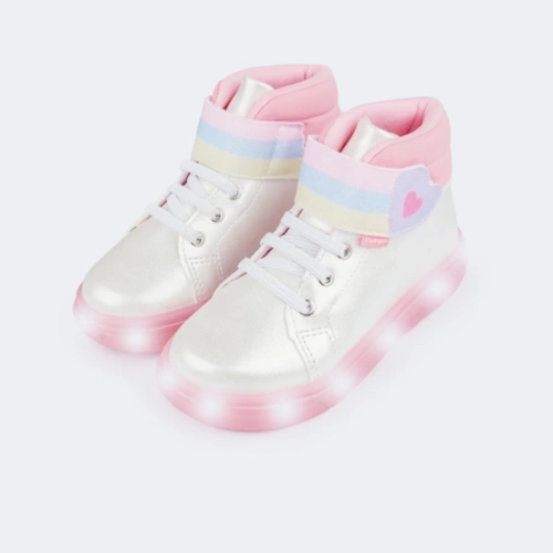 Tênis de LED Sneaker Coração - Branco