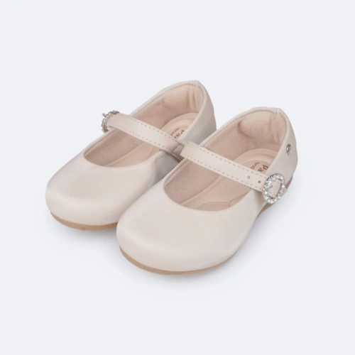 Sapatilha Angel com Fivela com Strass - Areia