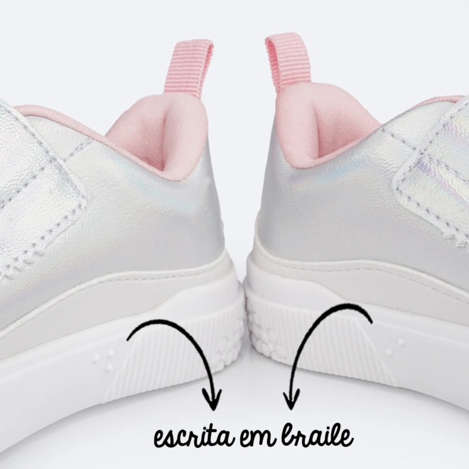 Tênis Yumi Holográfico - Prata/Branco