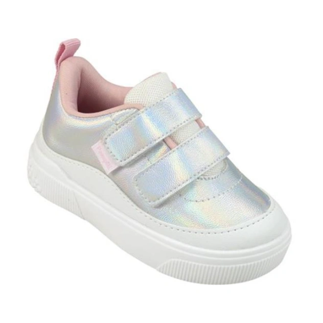 Tênis Yumi Holográfico - Prata/Branco