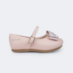 Sapatinha Angel com Laço Duplo em Strass - Rosa Novo