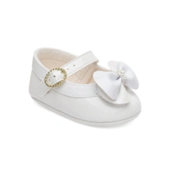 Sapatilha Mini Batizado com Laço e Pérolas - Branco