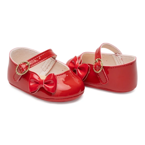Sapatilha Mini Boneca com Verniz e Laço Lateral - Vermelho