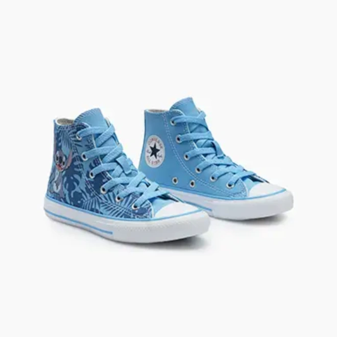 Tênis Cano Alto Chuck Taylor Disney - Stitch - Azul e Branco