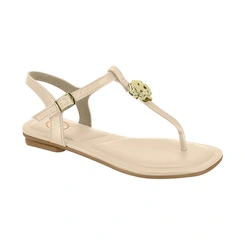 Sandália com Detalhe em Flor - Creme