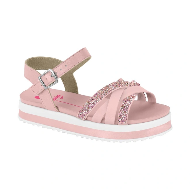 Sandalia Papete em Napa - Rosa com Brilho