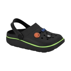 Sandália Estilo Crocs com Bottons Divertidos e  Removíveis - Preto