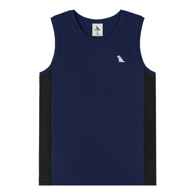 Camiseta Regata em Malha Dry Fit com Fator de Proteção UV - Azul Escuro (193921)