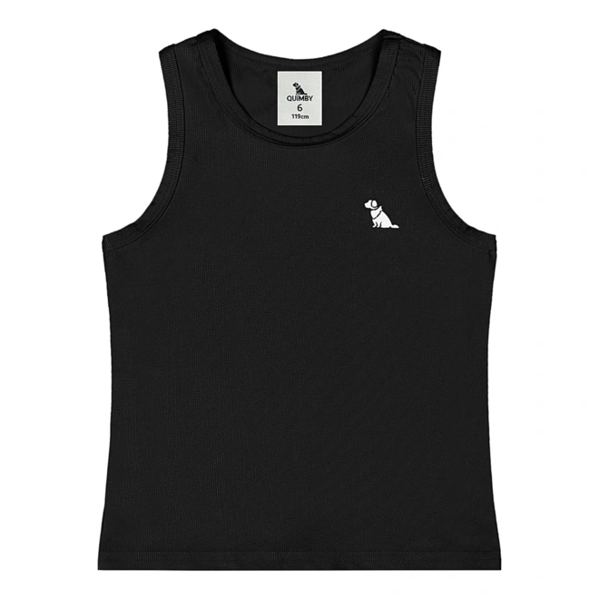 Camiseta Regata em Malha Micro Canelada - Preto (8910)