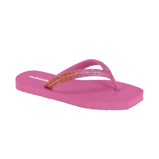 Chinelo de Bico Quadrado - Rosa com Laranja