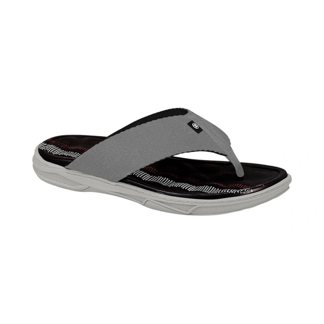 Chinelo de Tiras Largas e Superfície Superior Anatômica - Preto com Cinza