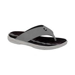 Chinelo de Tiras Largas e Superfície Superior Anatômica - Preto com Cinza