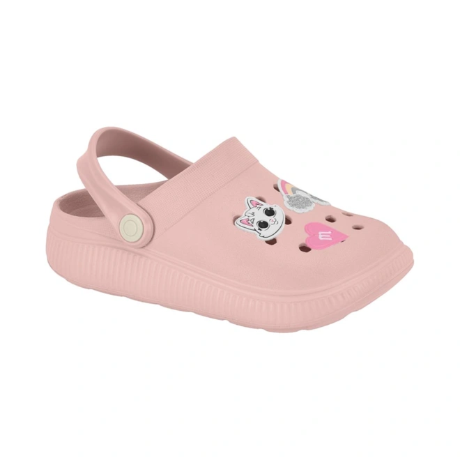 Sandália Estilo Crocs com Bottons Divertidos e Removíveis - Rosa