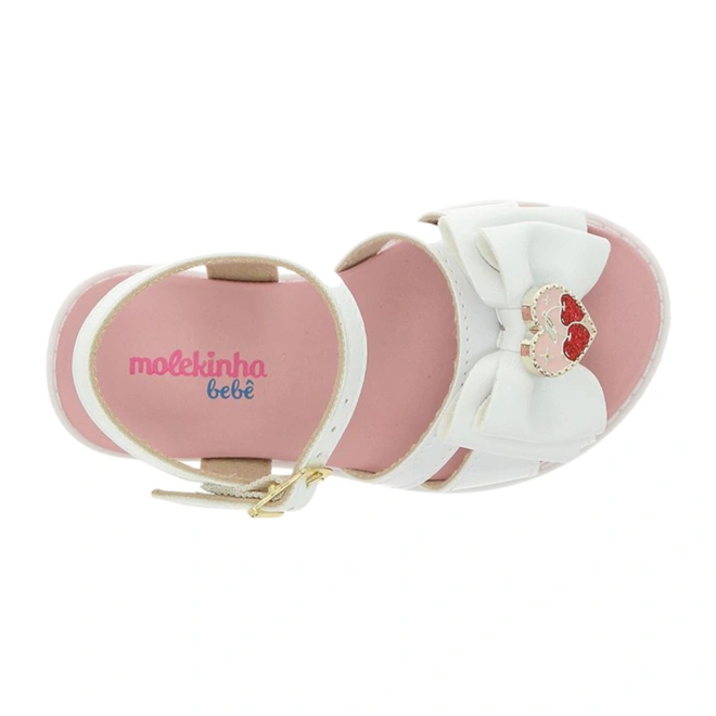 Sandália com Detalhe em Laço e Aplique em Coração - Branco