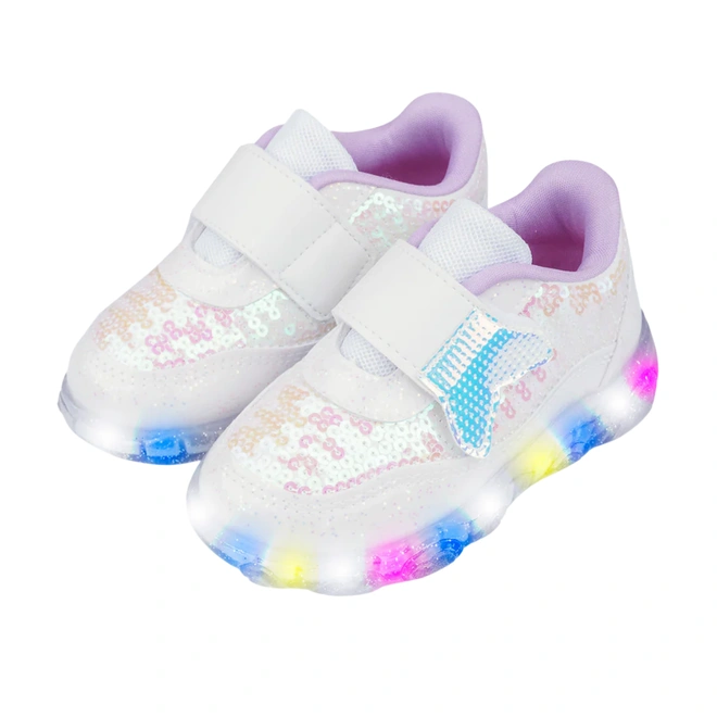 Tênis Liz com LED - Branco/Lilás