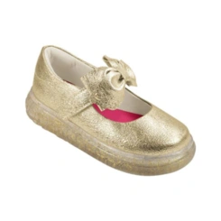 Sapatilha com LED Luz Mary Jane Detalhe em Laço - Dourado