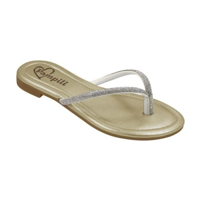 Sandália Rasteira Iris com Strass - Dourada