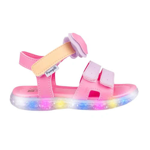 Sandália com LED e Detalhe em Laço - Rosa