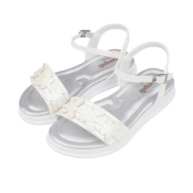 Sandália Sand Flower com Detalhes de Borboletas  - Branco