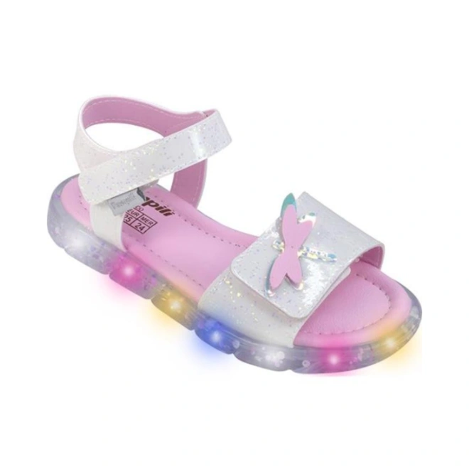 Sandália de LED Lulli Libélula com Glitter - Branco