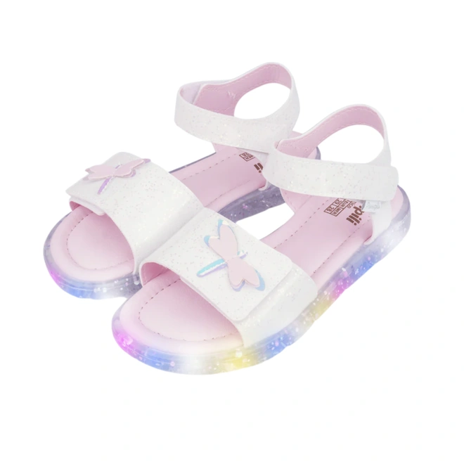 Sandália de LED Lulli Libélula com Glitter - Branco