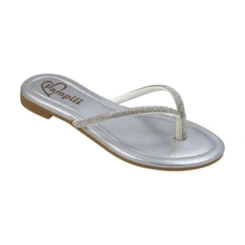 Sandália Rasteira Iris com Strass - Prata