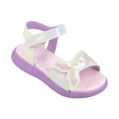 Sandália Papete Bia com Detalhe Cauda de Sereia  - Branco com Lilás