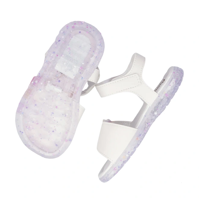 Sandália de LED com Detalhe em Coração - Branco