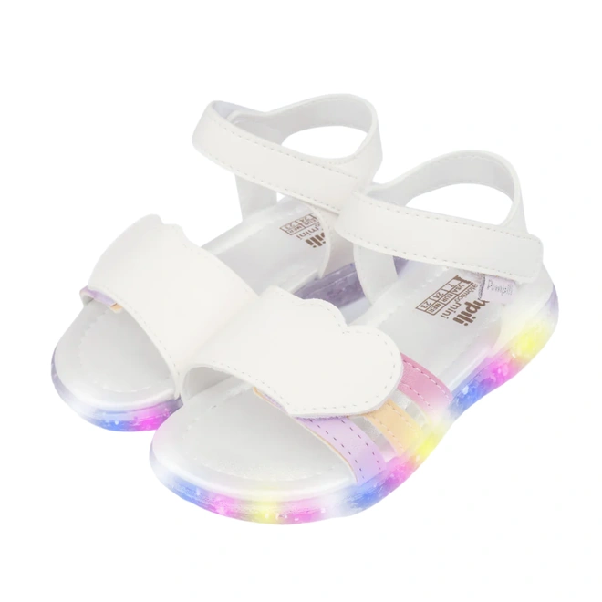 Sandália de LED com Detalhe em Coração - Branco