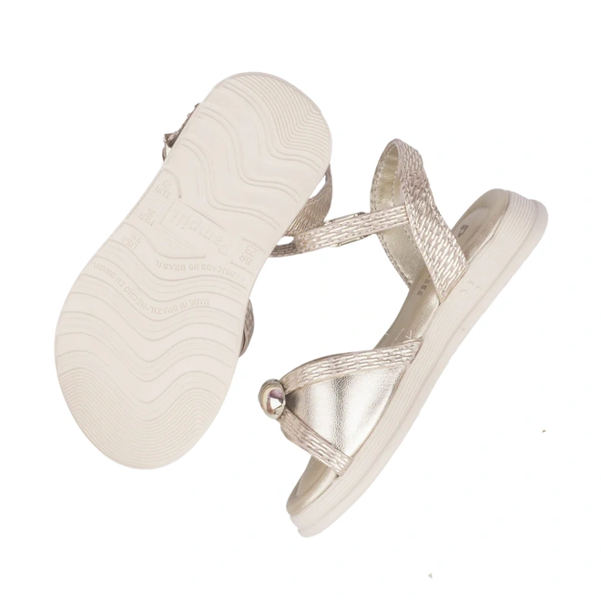 Sandália Sand Flower com Detalhes Tramados - Dourado