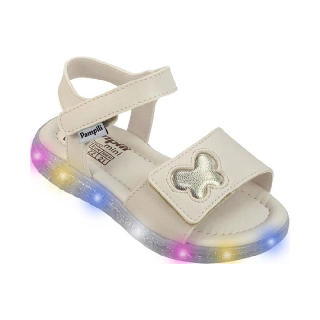 Sandália de LED Lulli com Borboleta - Nude