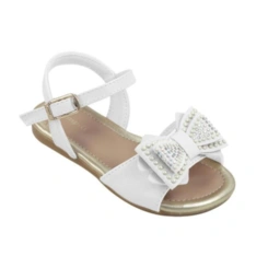 Sandália Mili com Detalhe de Laço em Pedra - Branco