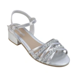 Sandália Fancy de Salto com Tiras e Brilho - Prata