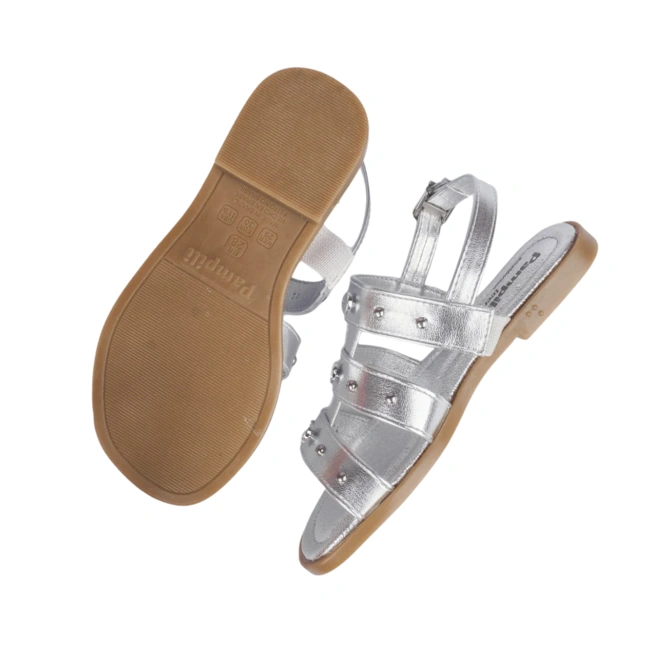 Sandália Rasteira Vick com Tiras Largas - Prata