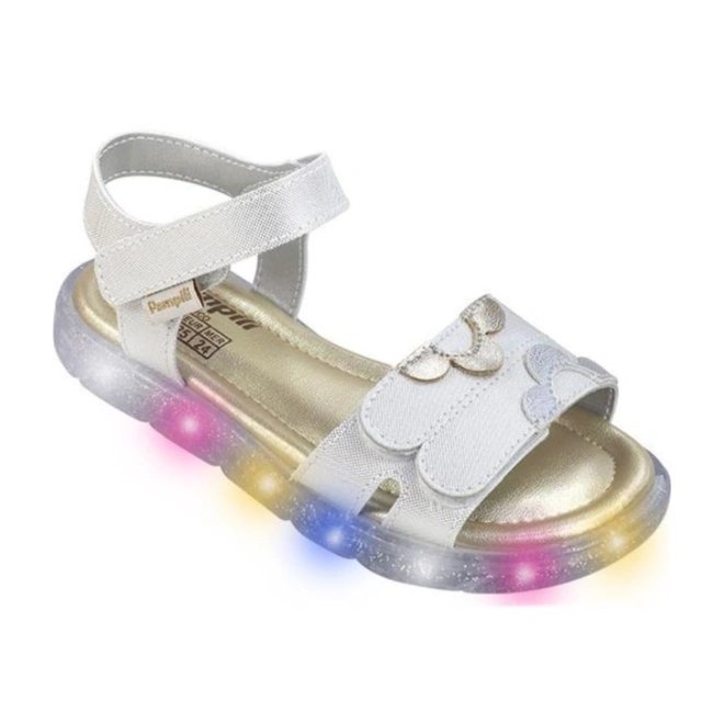 Sandália de LED Lulli Flores - Prata/Dourado