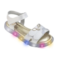 Sandália de LED Lulli Flores - Prata/Dourado