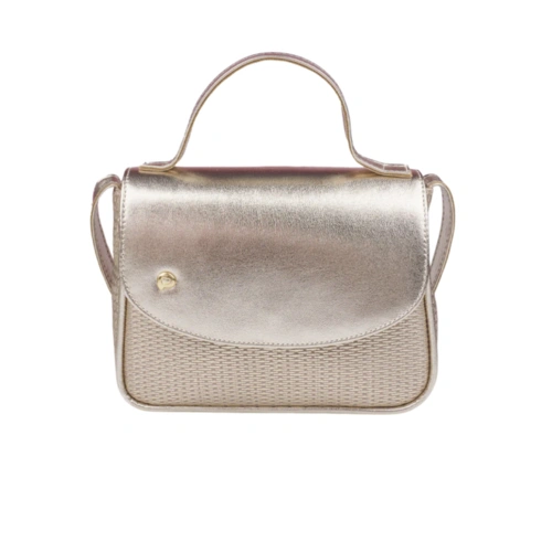 Bolsa Infantil com Detalhe Tramado - Dourada