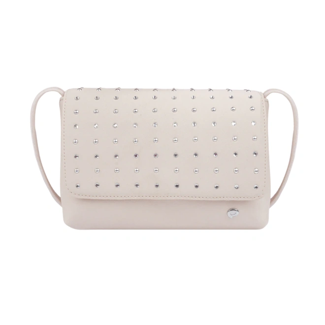Bolsa Infantil Tiracolo com Detalhe em Strass - Nude