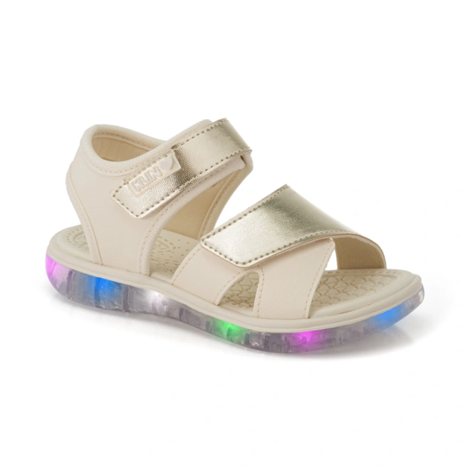 Sandália Papete Anatômica com LED Light - Off White/Dourado