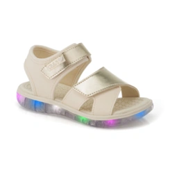 Sandália Papete Anatômica com LED Light - Off White/Dourado