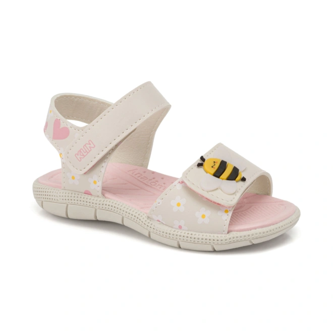 Sandália Papete Infantil Tic Tac com Detalhe de Abelha - Off White