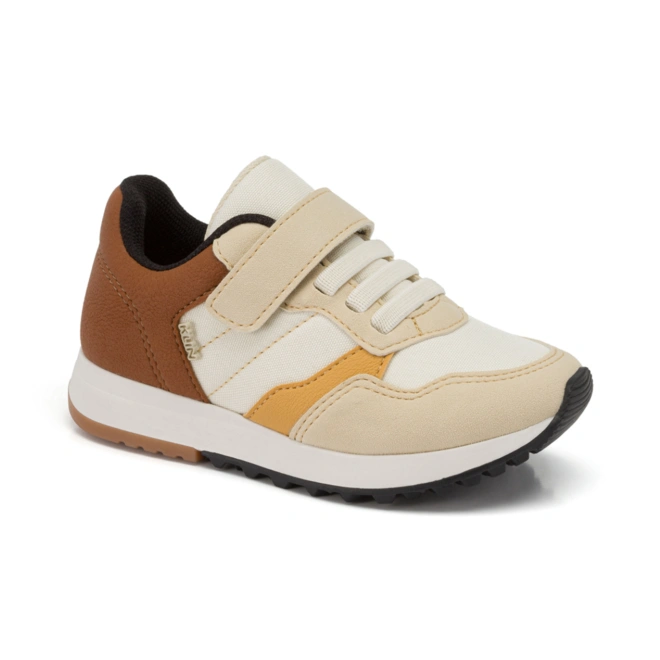 Tênis Infantil Walk Mini - Off White/Caramelo/Ocre