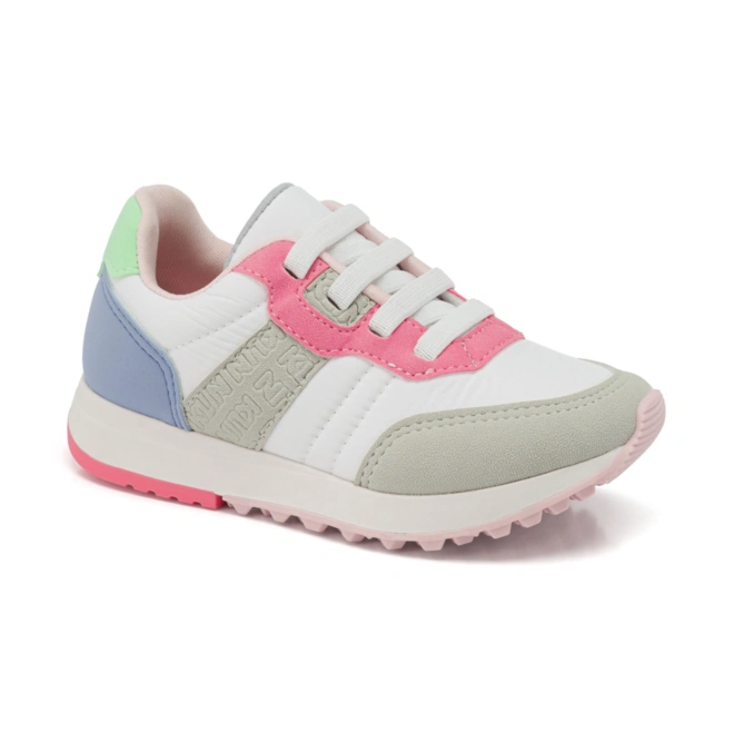 Tênis Infantil Walk Mini - Branco/Gelo/Rosa